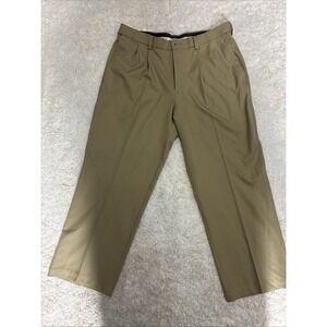 Haggar Mens Classic fit Dress Pants 32X30 Beige Solid Stretch